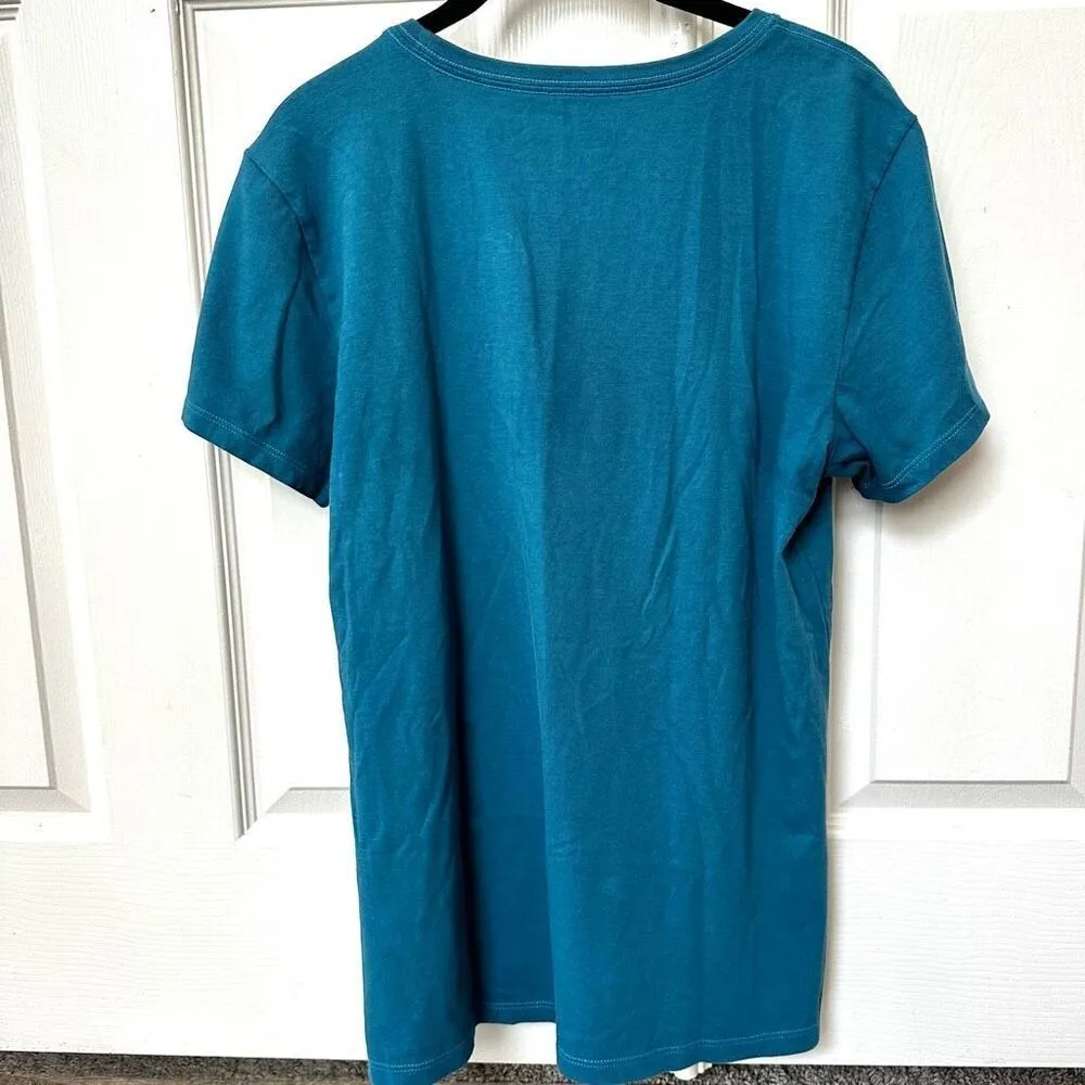 Life is Good blue pink flower graphic t shirt - Image 2