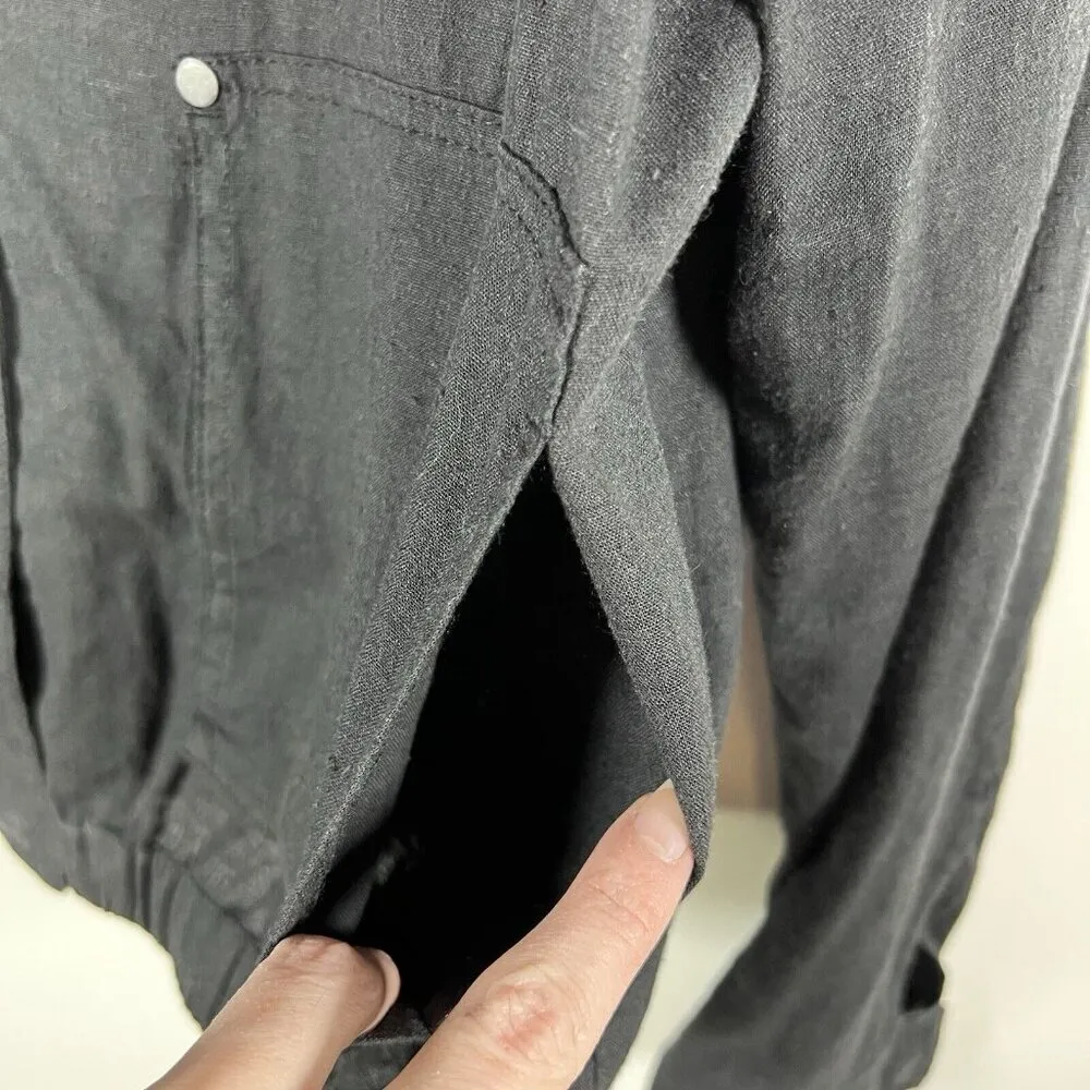 Prana Black Button Up Light Weight Hemp Jacket Women’s Size Large‎ Collared - Image 6
