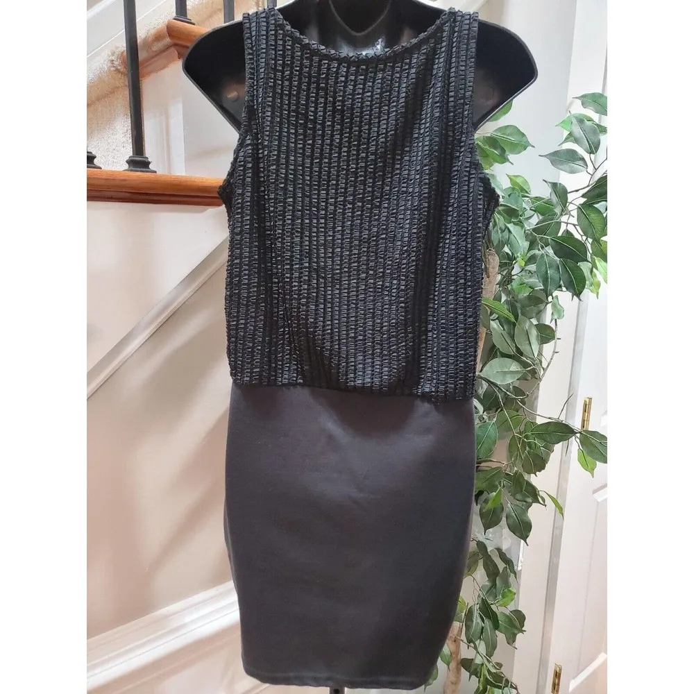 Amisu Women's Black Polyester Round Neck Sleeveless Casual Knee Length Dress 8 - Image 6