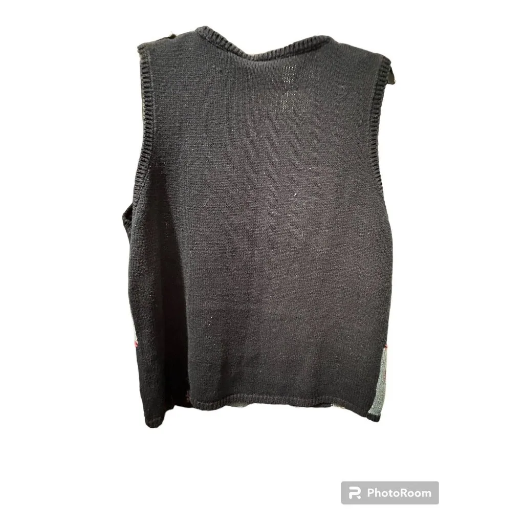 Holiday Sweater patchwork Vest With Fun Winter Motifs Capacity Blue Size M - Image 2