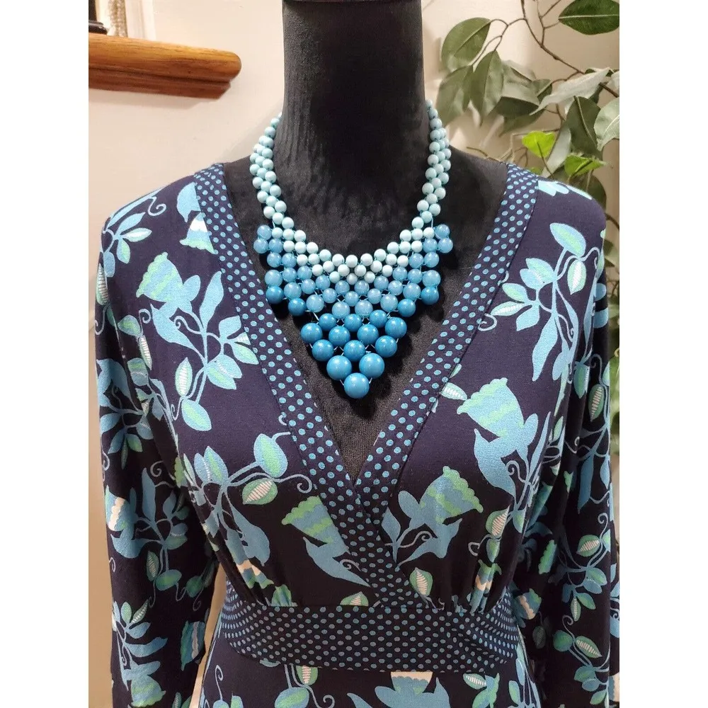 Blue Women's Floral Polyester V - Image 2