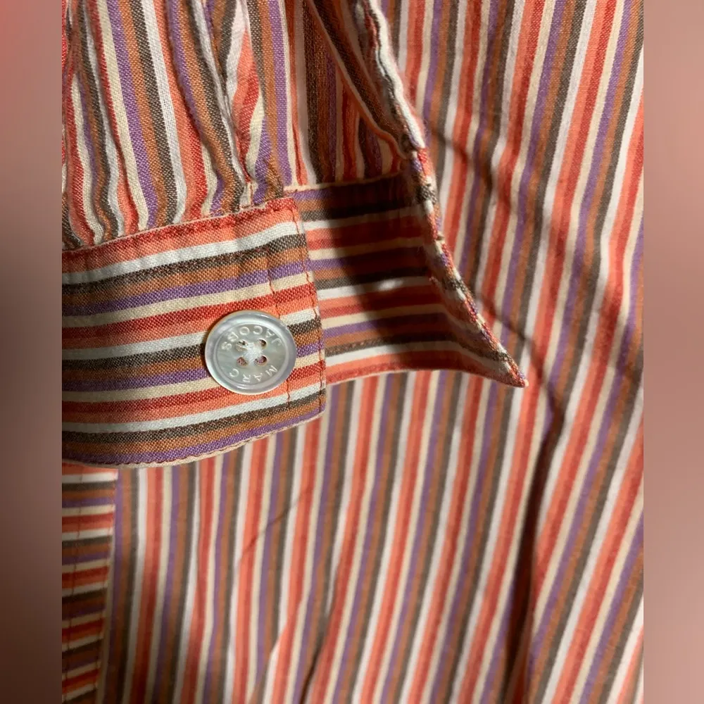 four button, two pocket bib front long sleeve, striped shirt size 8 - Image 7