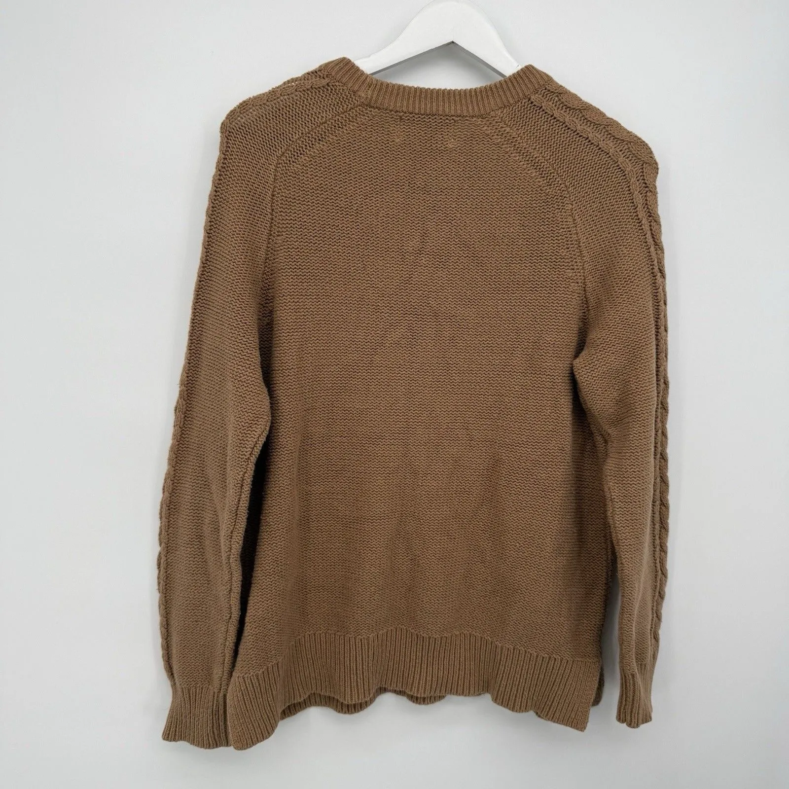 Old Navy  Brown Cable Knit Crewneck Sweater Size Large Cotton Blend - Image 8