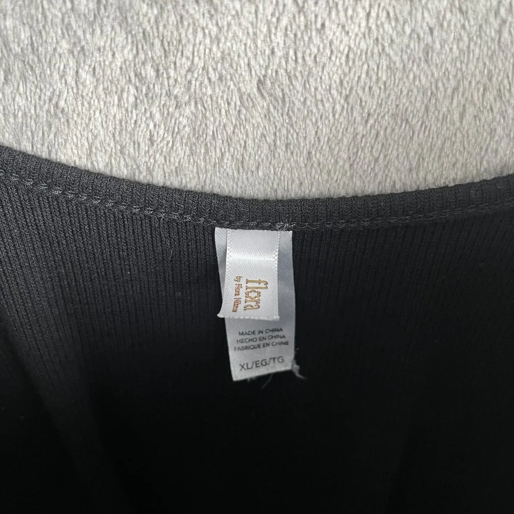 flora by Flora Nikrooz Camisole Womens XL Black Lace Trim Button Tank Y2K Grunge - Image 5