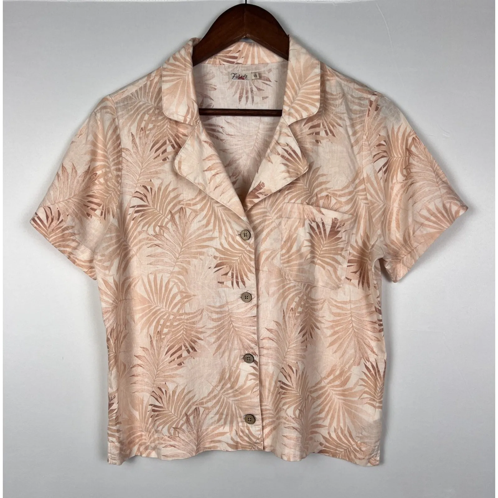 Faherty paradise cove top tropical Jungle Linen Buttoned shirt Sz S - Image 3
