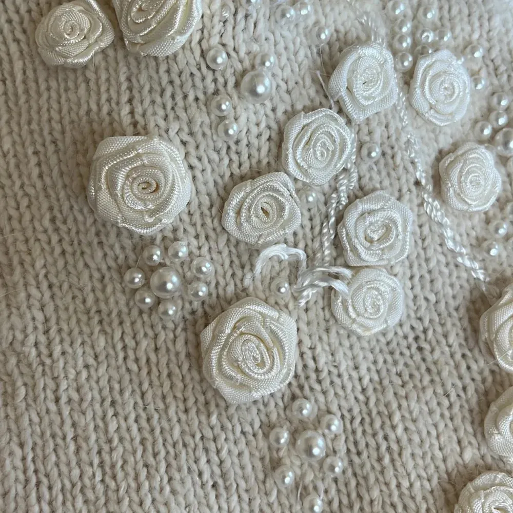 Sweater‎ Pearl Bride Cream coquette preppy feminine vintage girly soft boho cute White Size M - Image 14