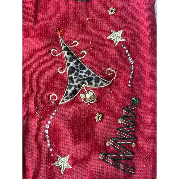 Holiday Editions Woman's Christmas Sweater Vest Leopard Red Size 1X *See‎ Pic 8 - Image 3