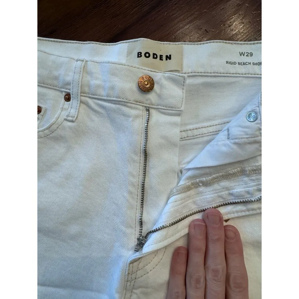 Boden Rigid Beach Shorts Ecru/white Denim Cut Off Shorts Womens NWT Size 29 White - Image 7