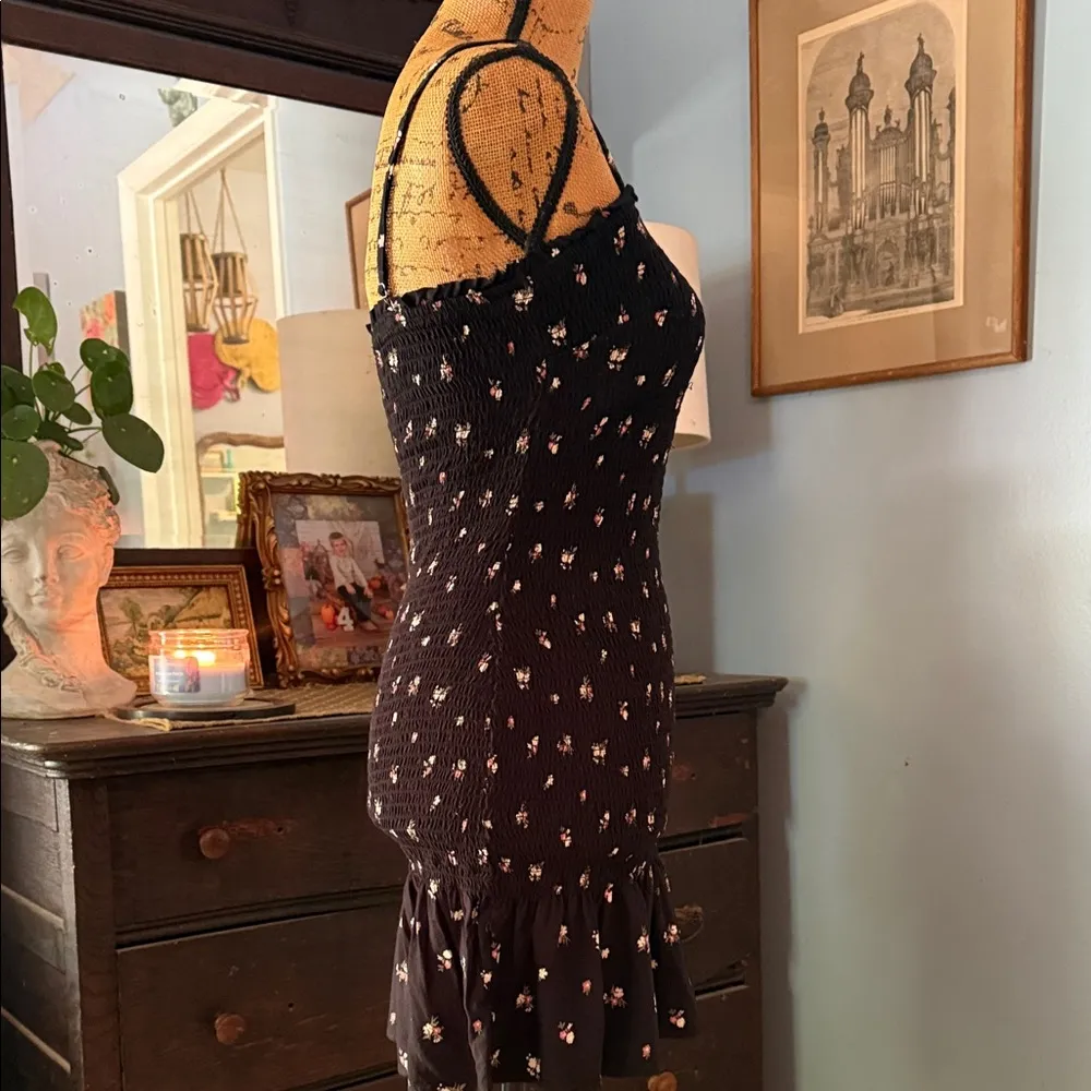 Hollister Y2K Black Floral Smocked Ruffled Mini Dress - Image 7
