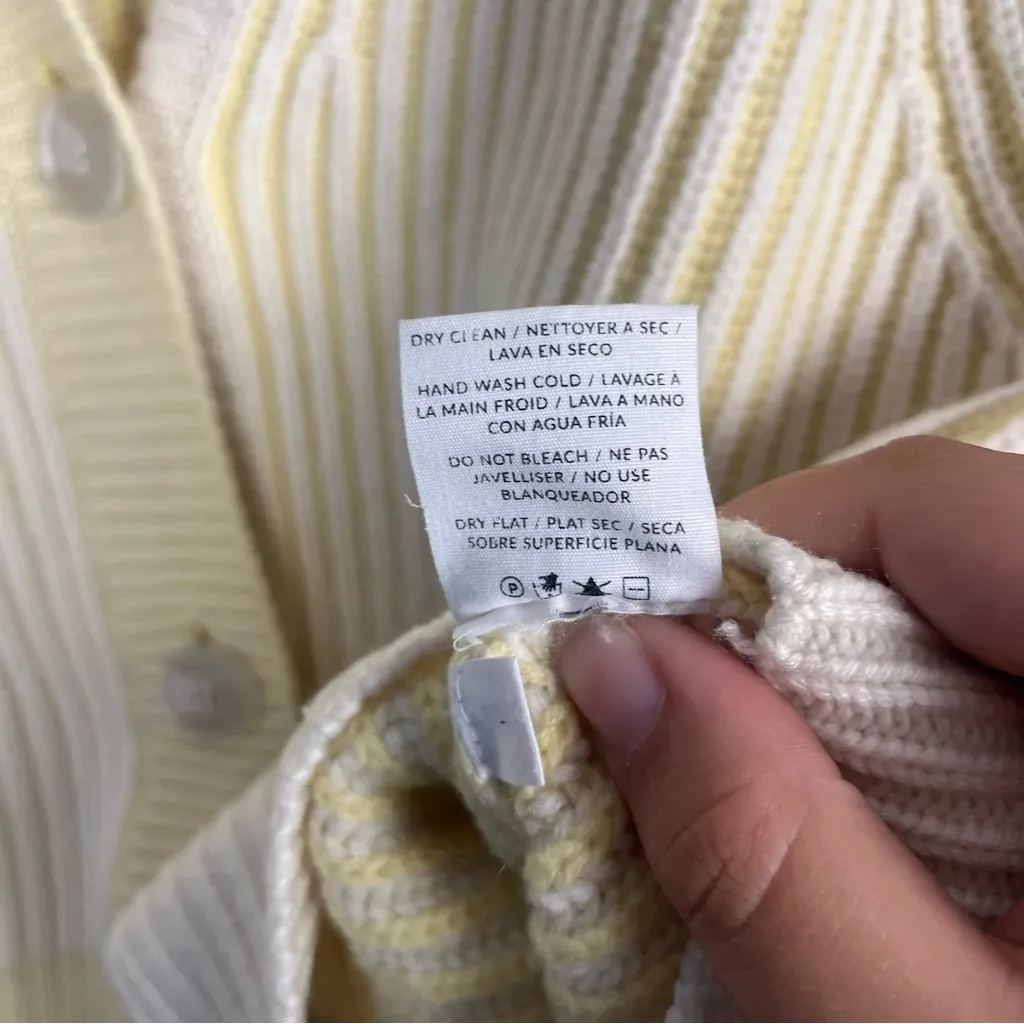 Naadam Fisherman Colorblock Cardigan yellow cream wool cashmere size large - Image 10