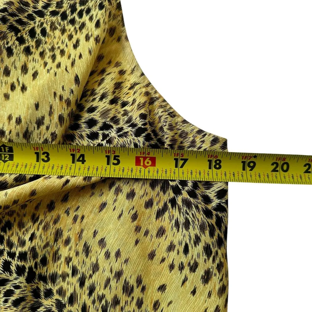Guess Yellow Black Unlined Animal Print Cowl Neck Blouse Women Top Medium  61-50 - Image 6