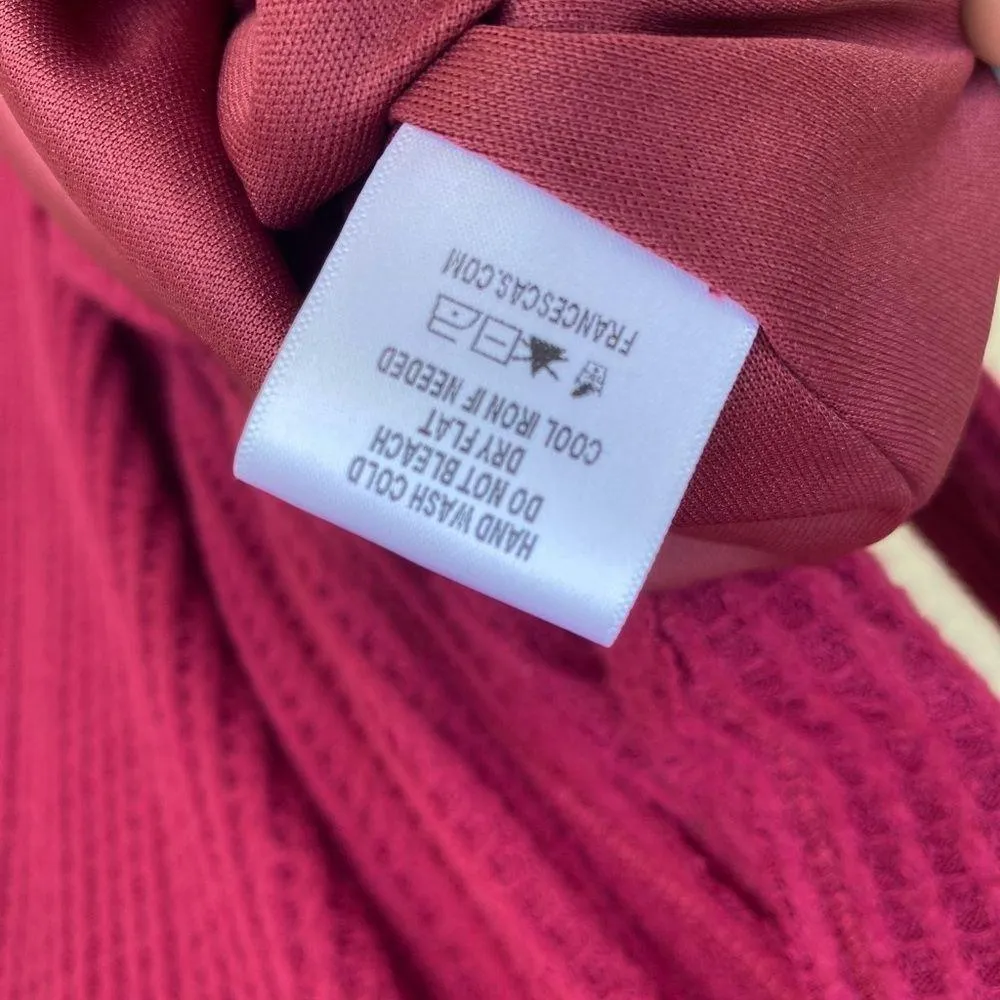 NWT Francesca’s Maroon Purple Red Waffle knit boho long sleeve knee length dress - Image 5