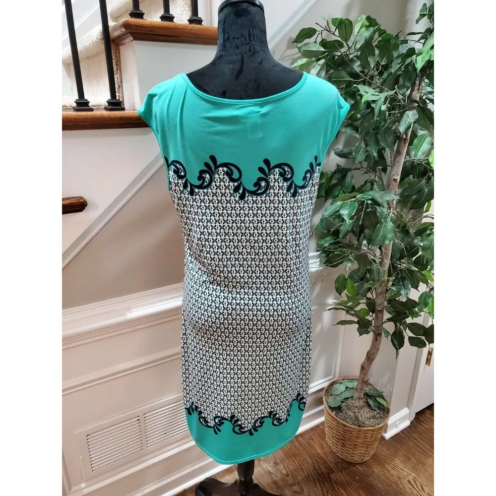 Sophie Max Women Multicolor Polyester Round Neck Sleeveless Knee Length Dress S - Image 7