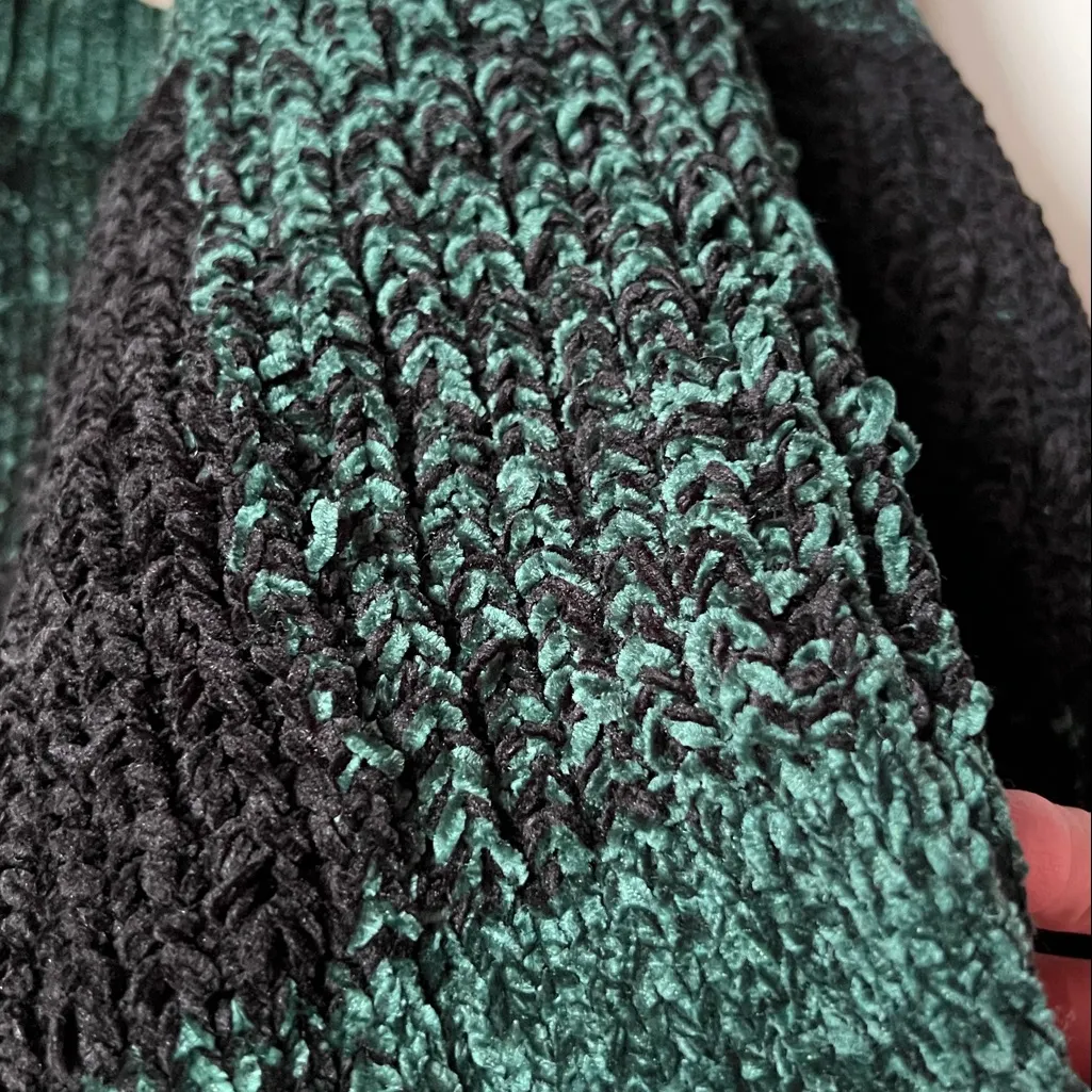 For Love Lemons Chenille Green Black Cardigan - Image 10