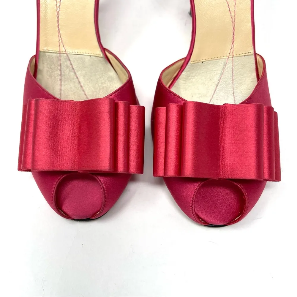 KATE SPADE fuchsia pink satin high heel slides, size 8.5 made in Italy, NWOT - Image 5