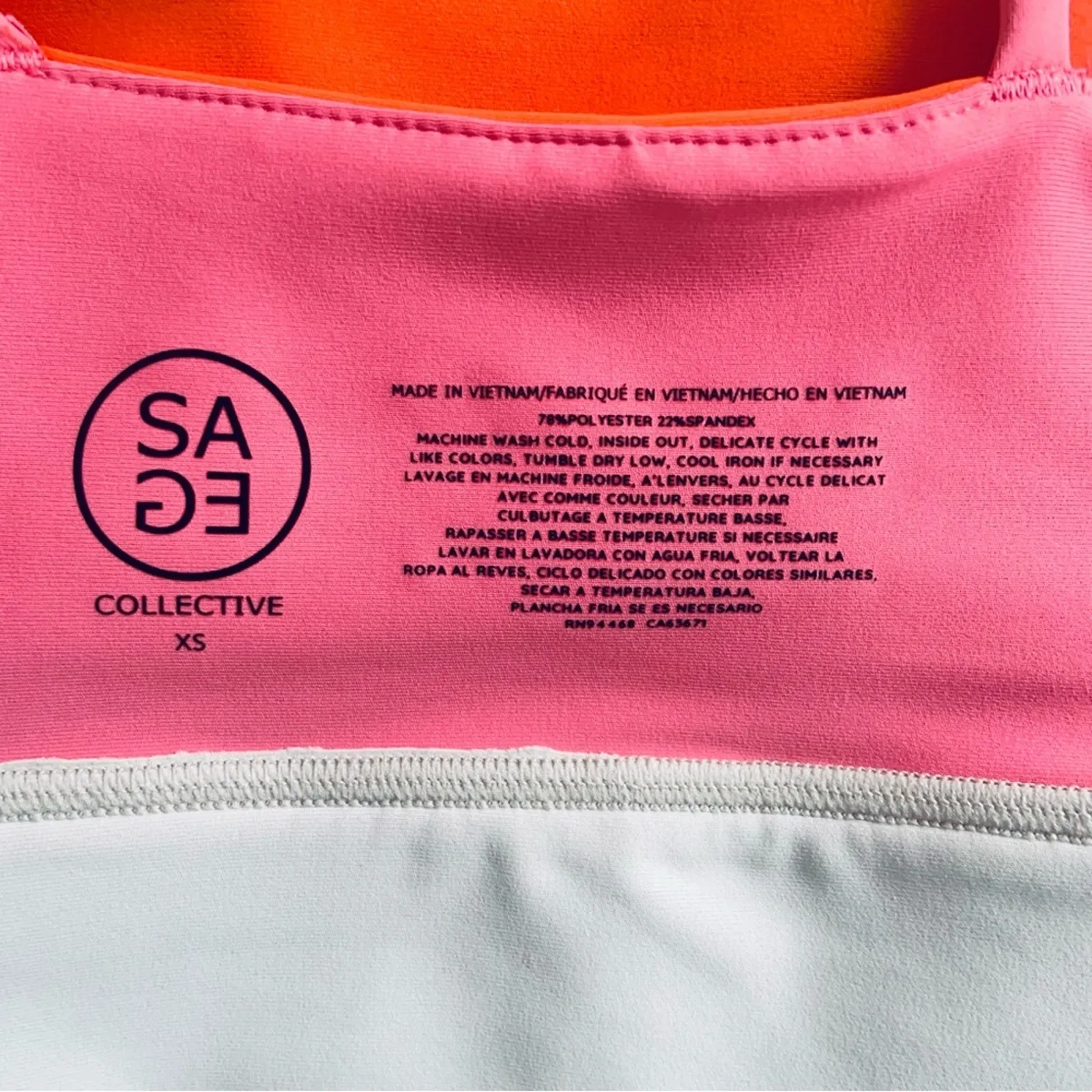Sage Collective Sports Bra Colorblock Athleisure Bra Top Size XS NWT Top Orange - Image 4