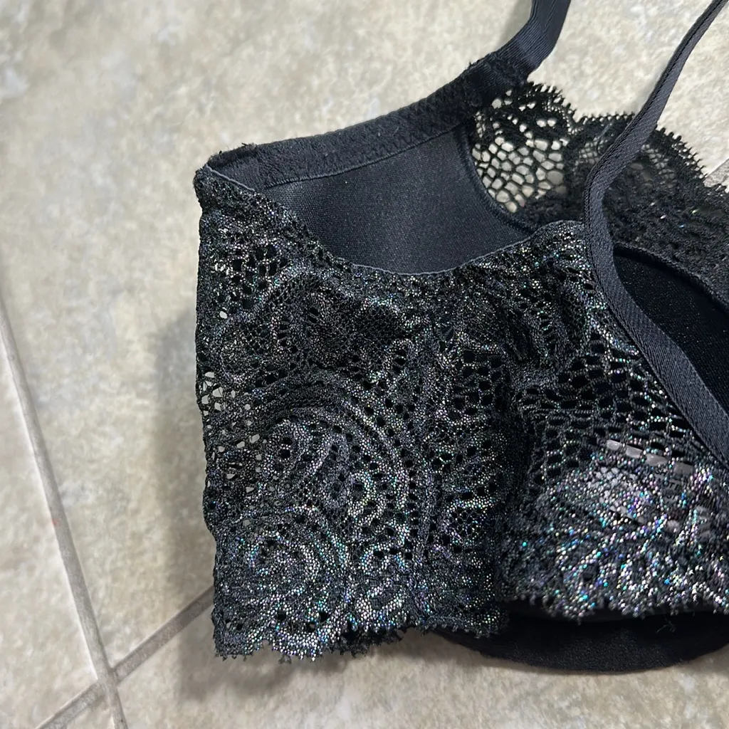 Victoria’s Secret Very Sexy‎ Black Lace Beaded Metallic Bra - Image 6