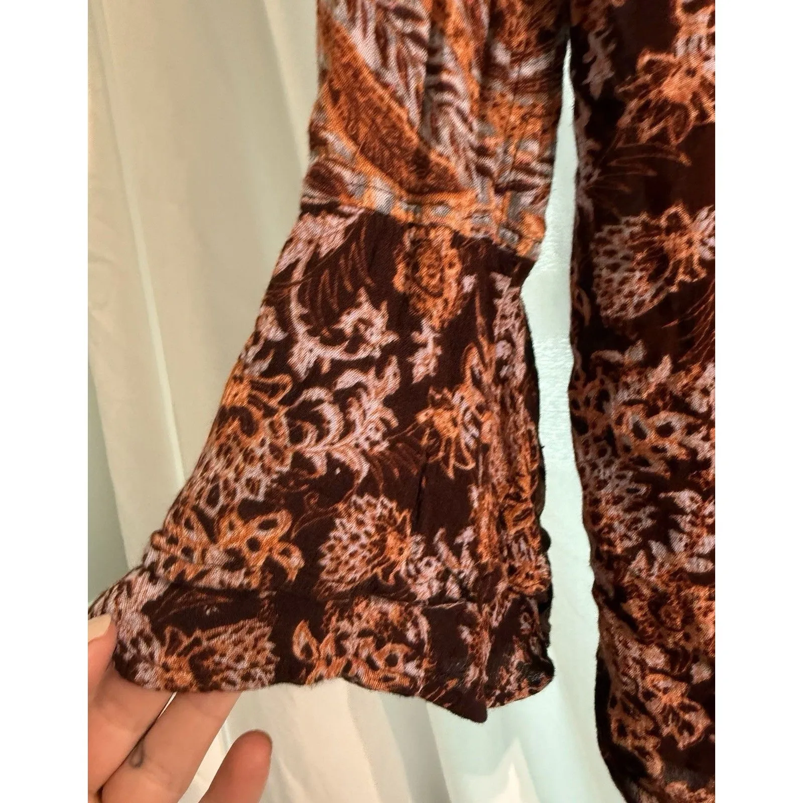 Free People Women’s XS Extra Small Luck Tunic Red Floral Paisley Boho Hippie Top - Image 4