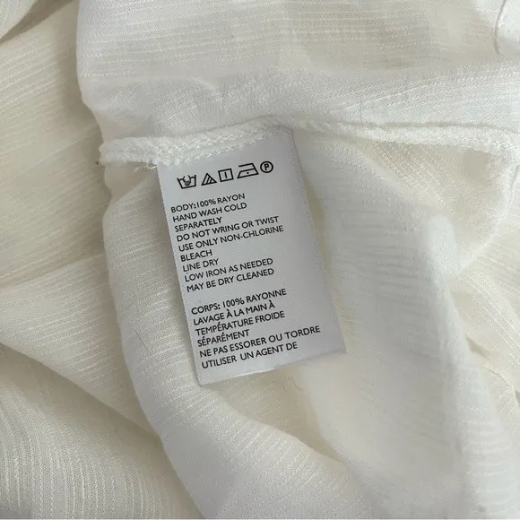 Kimchi Blue  White Top Pullover Romantic Boho Balloon Sleeve Draped Size Medium - Image 8