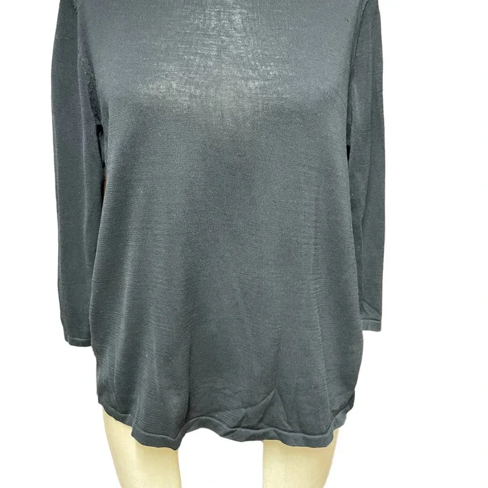 COS Black Silk Button Back Lightweight Knit Sweater Size Small‎ - Image 3