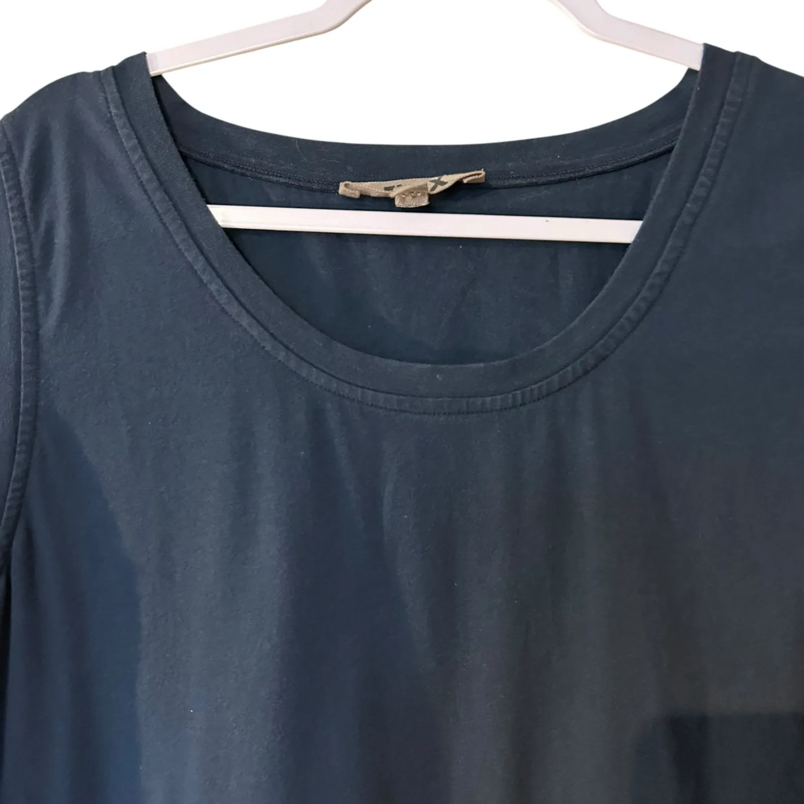 FLAX Top 100% Linen Sleeveless Navy SZ LG Boho Whimsey Goth Fairy Casual Boho - Image 3