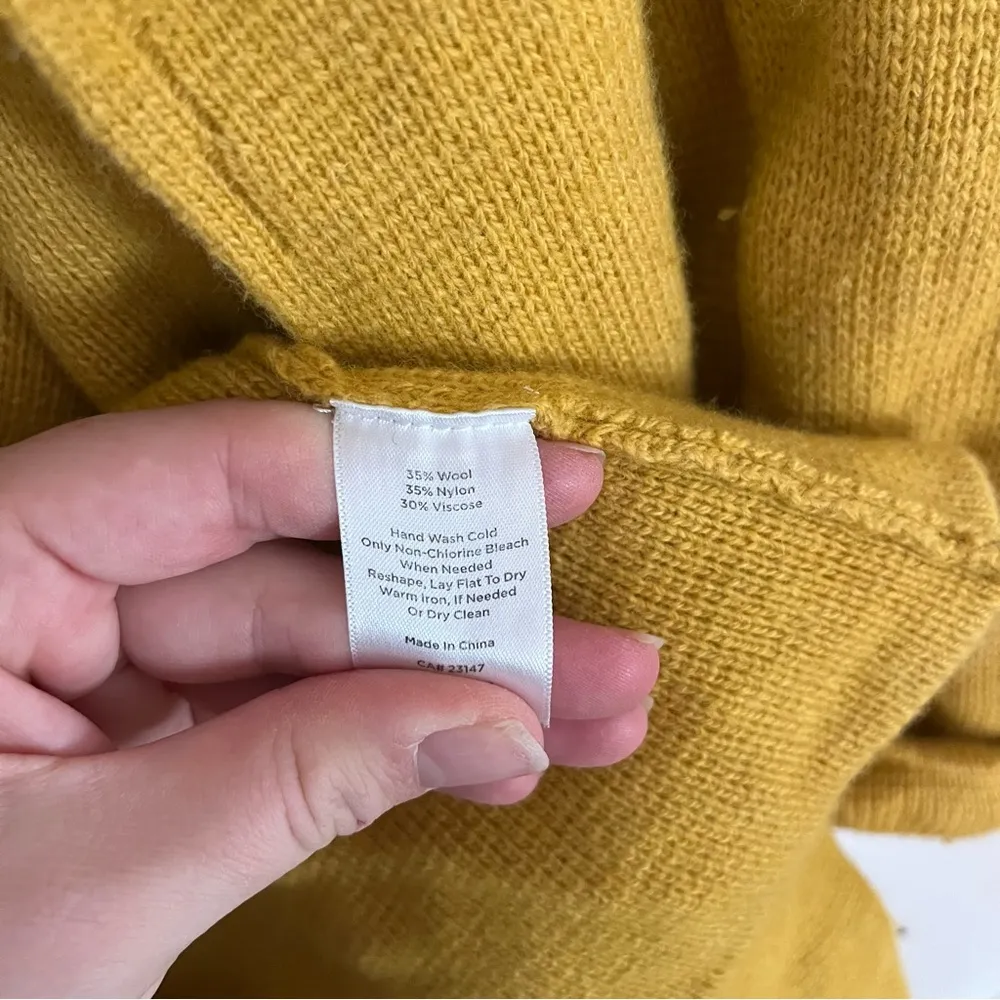 Talbots Wool Blend Open Front Mustard Pocketed Knit Coatigan - Image 4