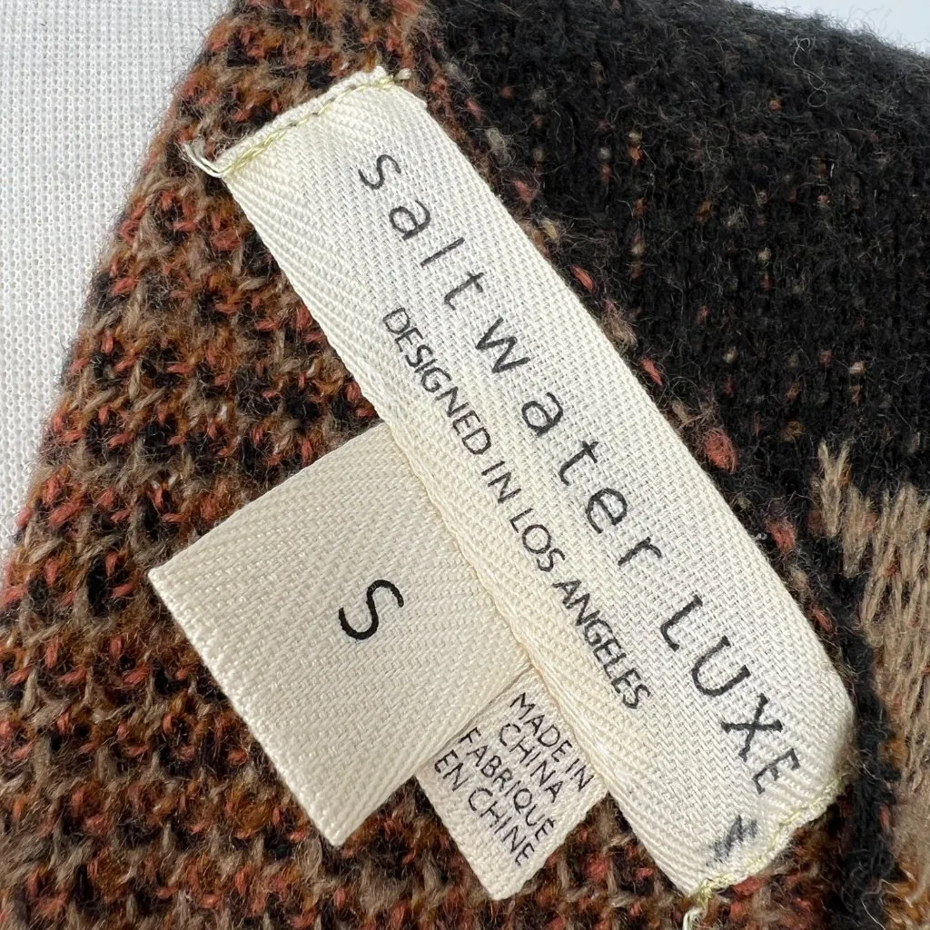 Saltwater Luxe Charli Floral Open Front Knit Cardigan Sweater Black Size Small - Image 9