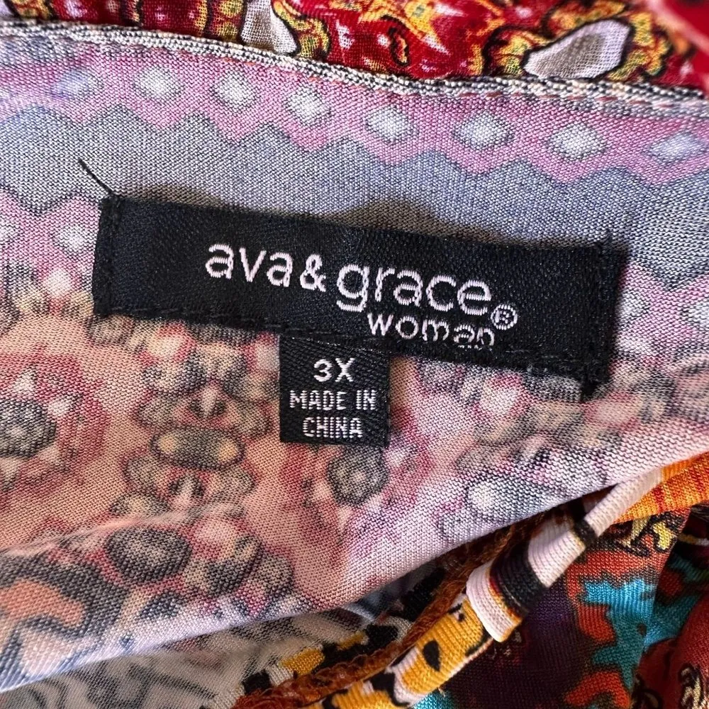 Ava & Grace Woman Asymmetrical Overlay Top 3X Floral Abstract Dolman Sl… - Image 12