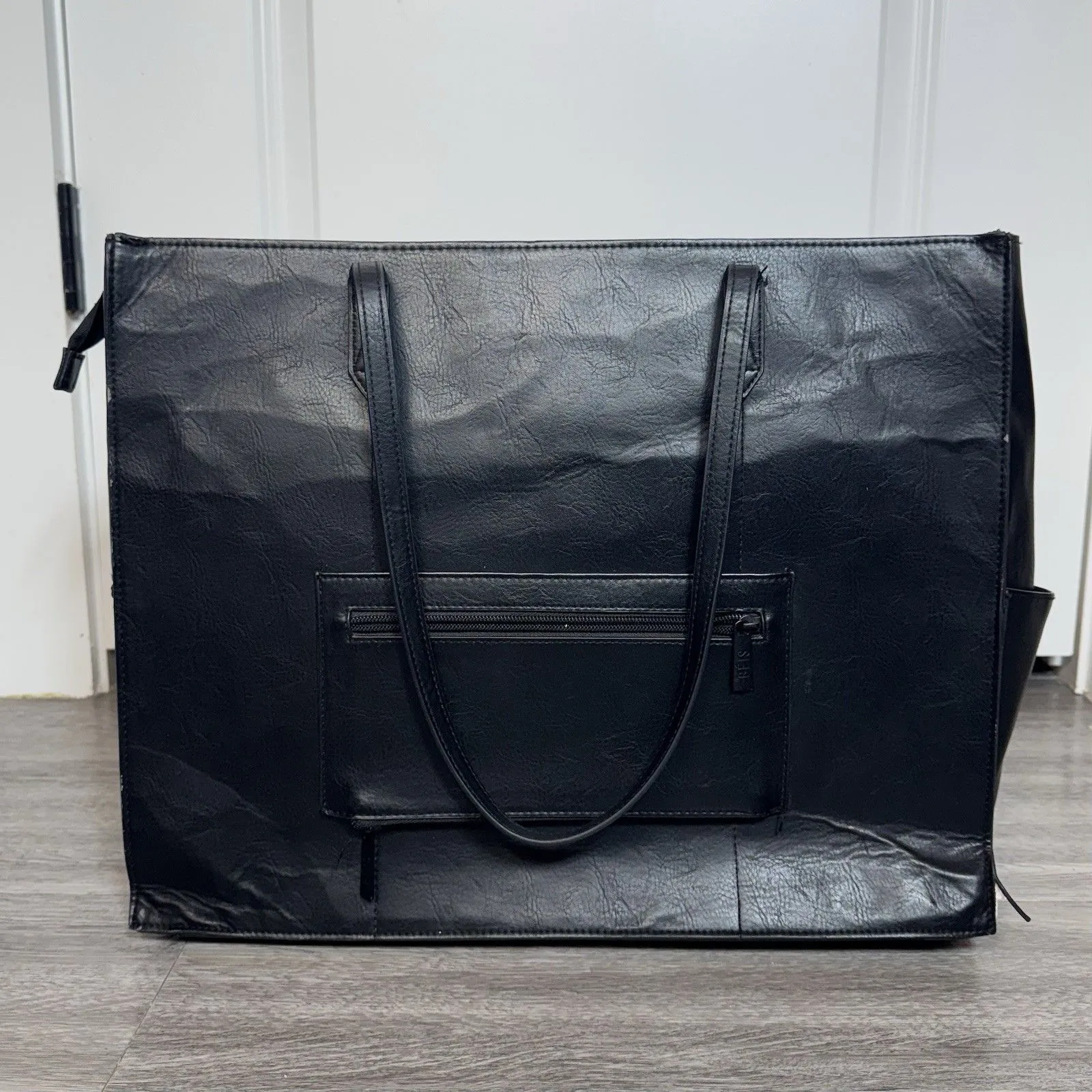 Beis The Large Work Tote Black Faux Leather Vegan Classic Upscale Minimalist 17” - Image 2