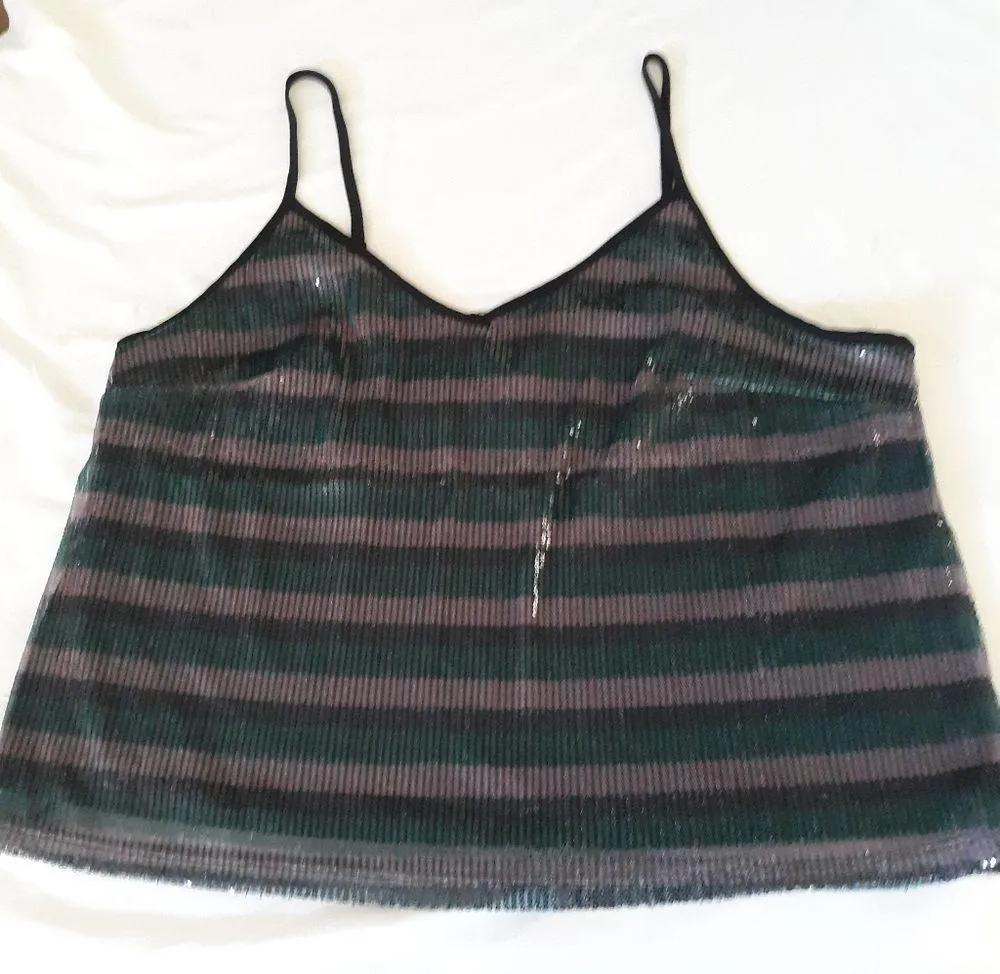 NWOT Women's Striped Sequined Sleeveless Top - Image 2