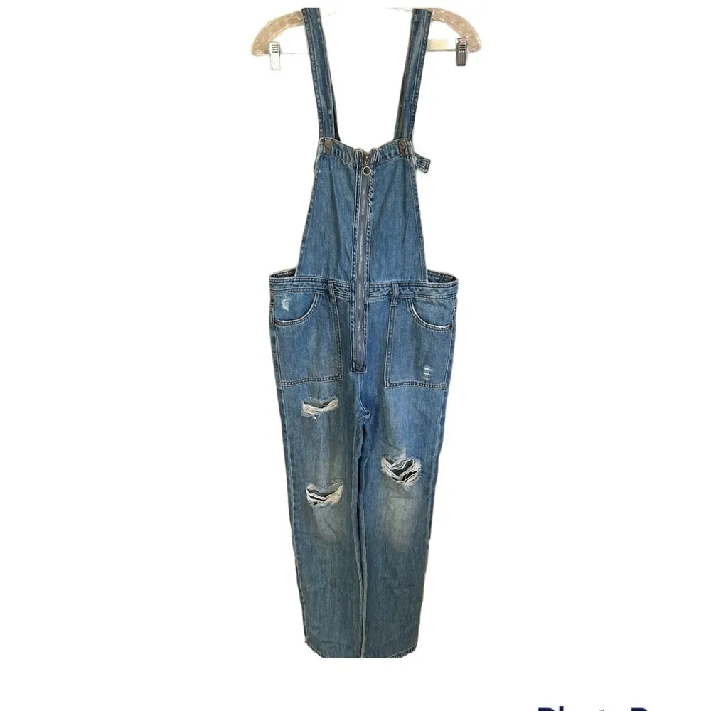 Pull & Bear ASOS Zip Front‎ Denim Overalls Blue - Image 3