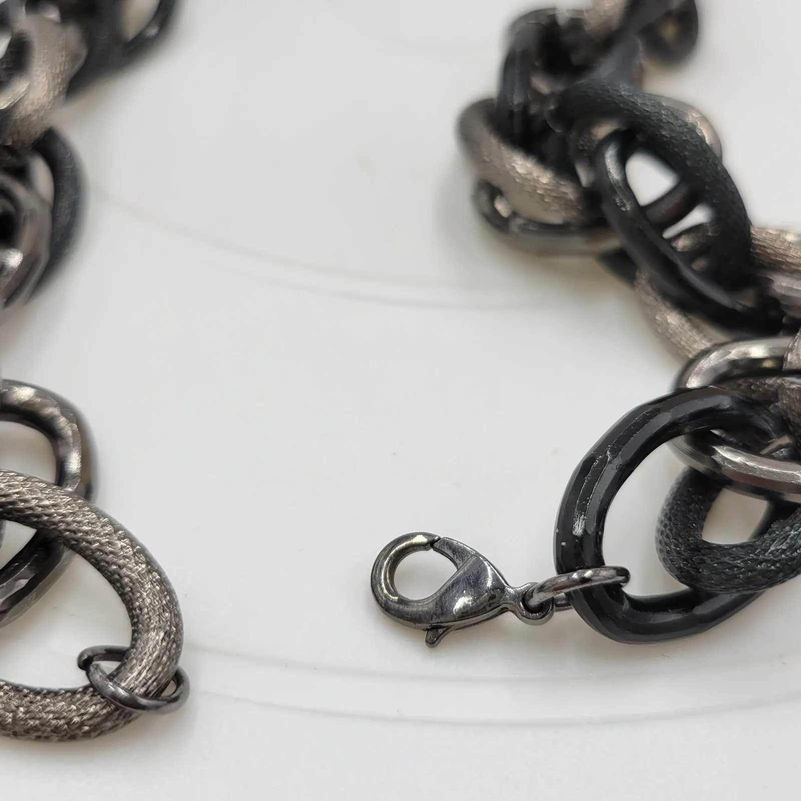 Gunmetal Necklace Black Silver Tone Thick Chunky Chain Link Fashion Statement - Image 3