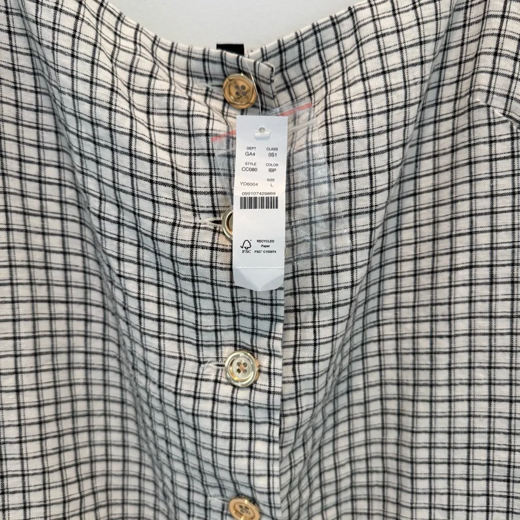 J Crew Claudia dress in plaid linen size L - Image 5