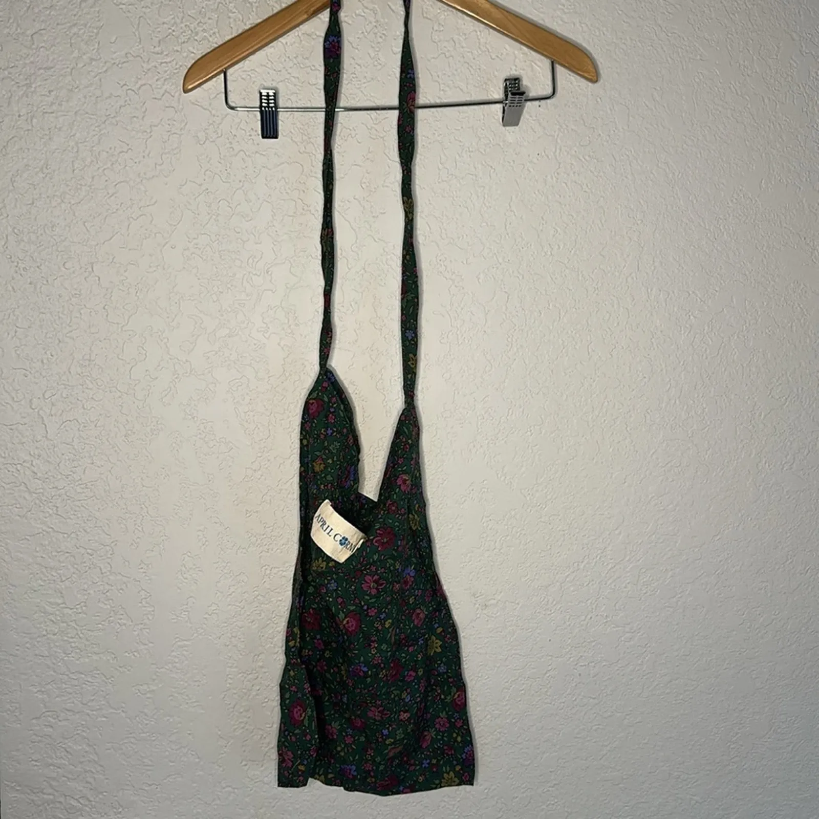 April Cornell Tote Dust Bag Long Strap Green Purple Floral Market Errands Logo - Image 6