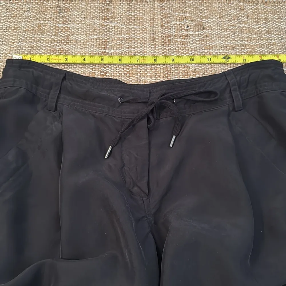Saks Fifth Avenue 9 | 15 Black Silk Drawstring Rolled Hem Shorts size 4 - Image 9