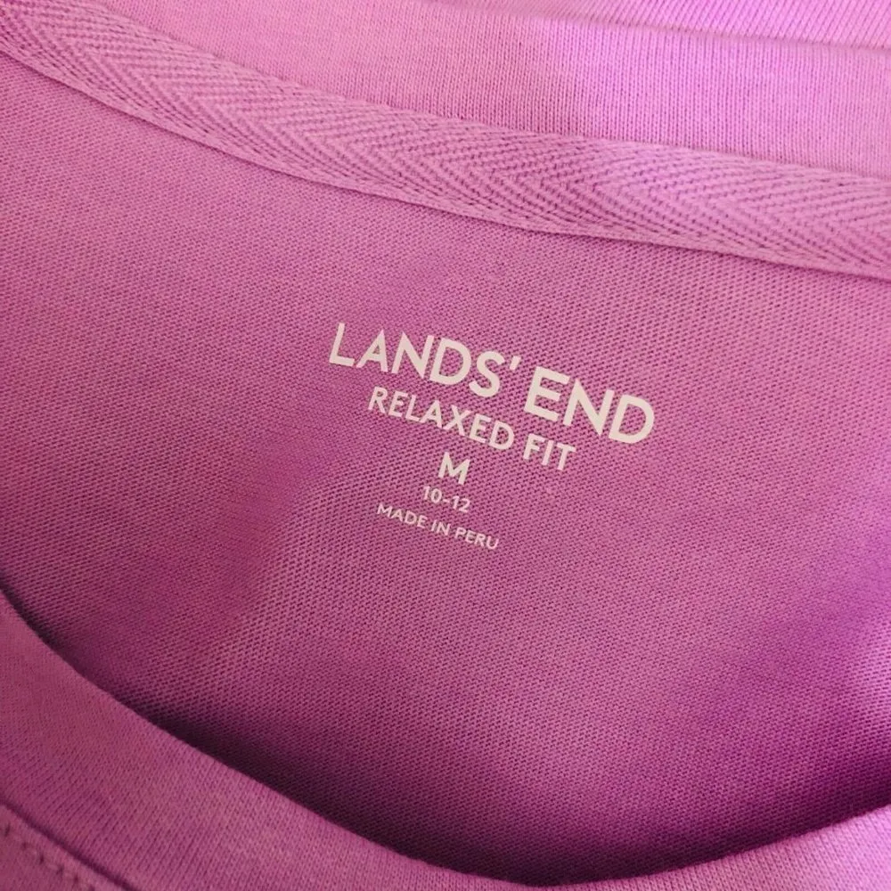 Lands End Womens T Shirt Top Long Sleeve Crew Neck Cotton Knit Relaxed Purple M - Image 3