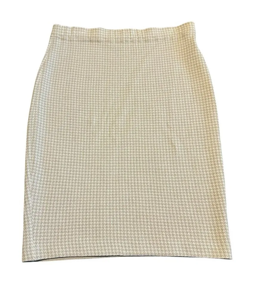 St. John Collection Cream White Houndstooth Pencil Skirt Knit Size 2 Women's - Image 1