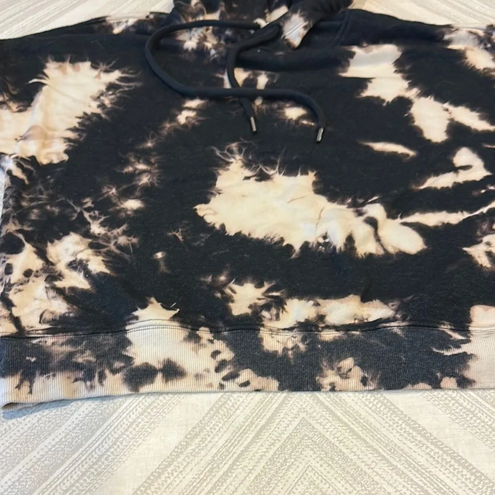 Kensie Women’s Ivory & Black Tie Dye Hooded Sweatshirt - Size S - Image 3
