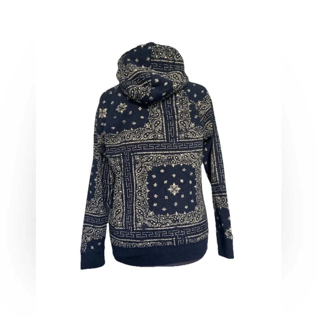 Sonoma Women's Life+Style Boho Zip-Up Cozy Hoodie Blue Paisley Size Large - Image 6