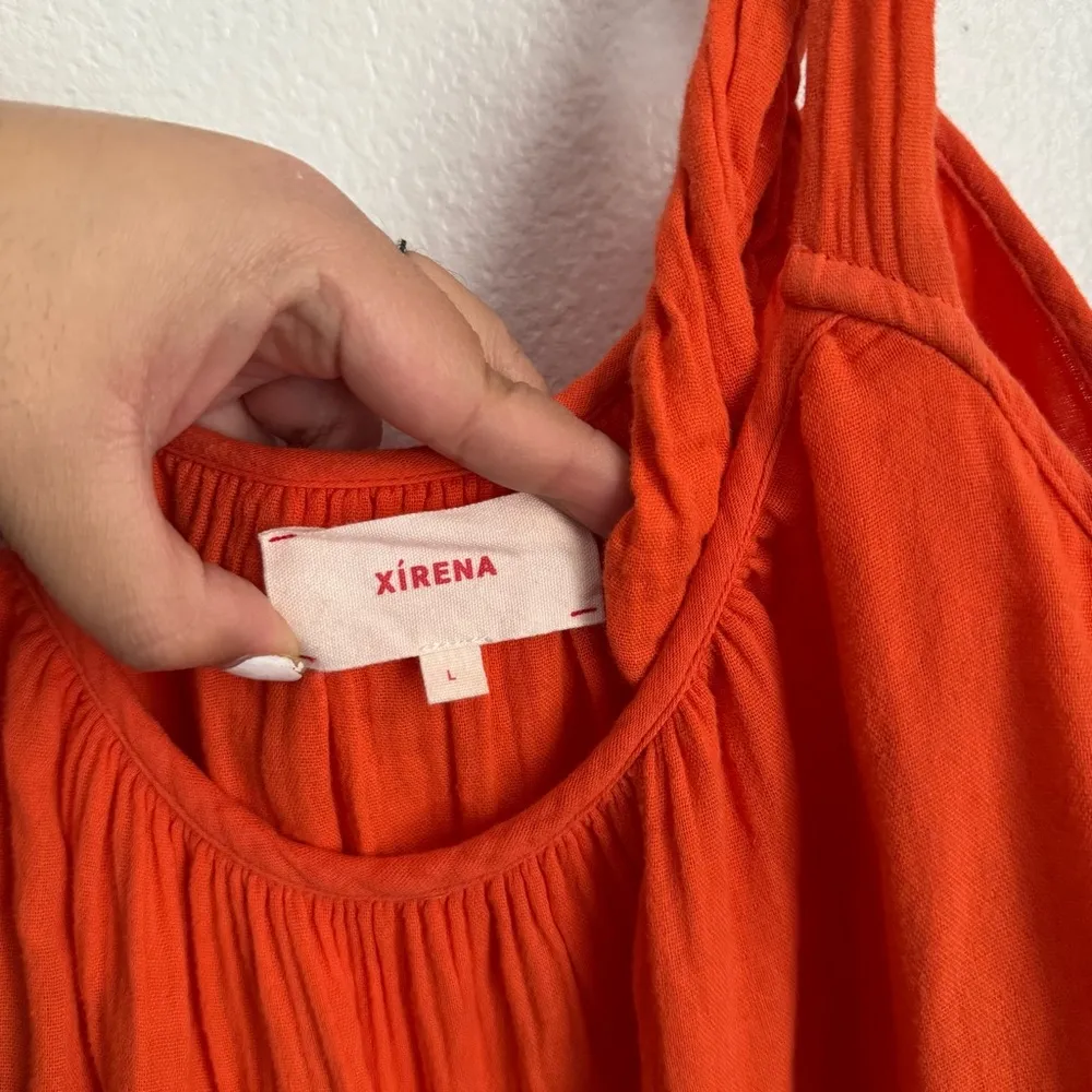 Xirena Pyper Red Orange Tiered Mini Dress Size L - Image 6