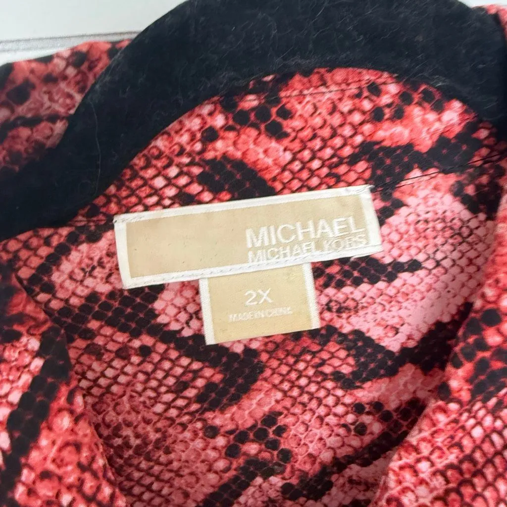 Michael Kors Women’s 2X Snake Python Patterned Blouse Top - Image 2