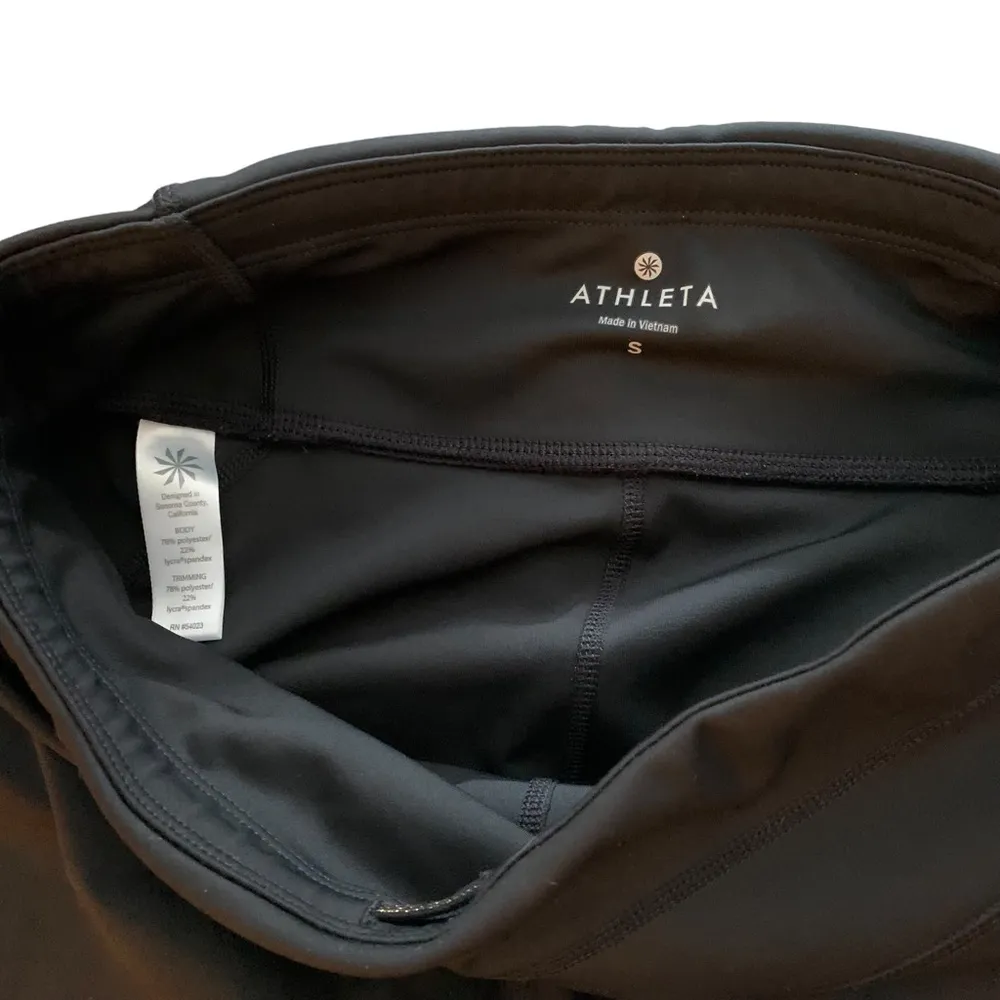 Athleta Sonar gold patterned asym black mesh inlay running training leggings - Image 8