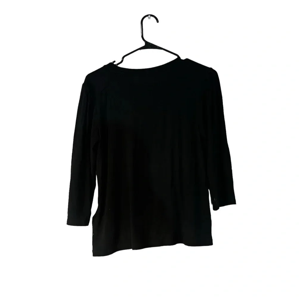 ba&sh Women's Black Round Neck 3/4 Sleeve Casual‎ Blouse Size 2 - Image 3