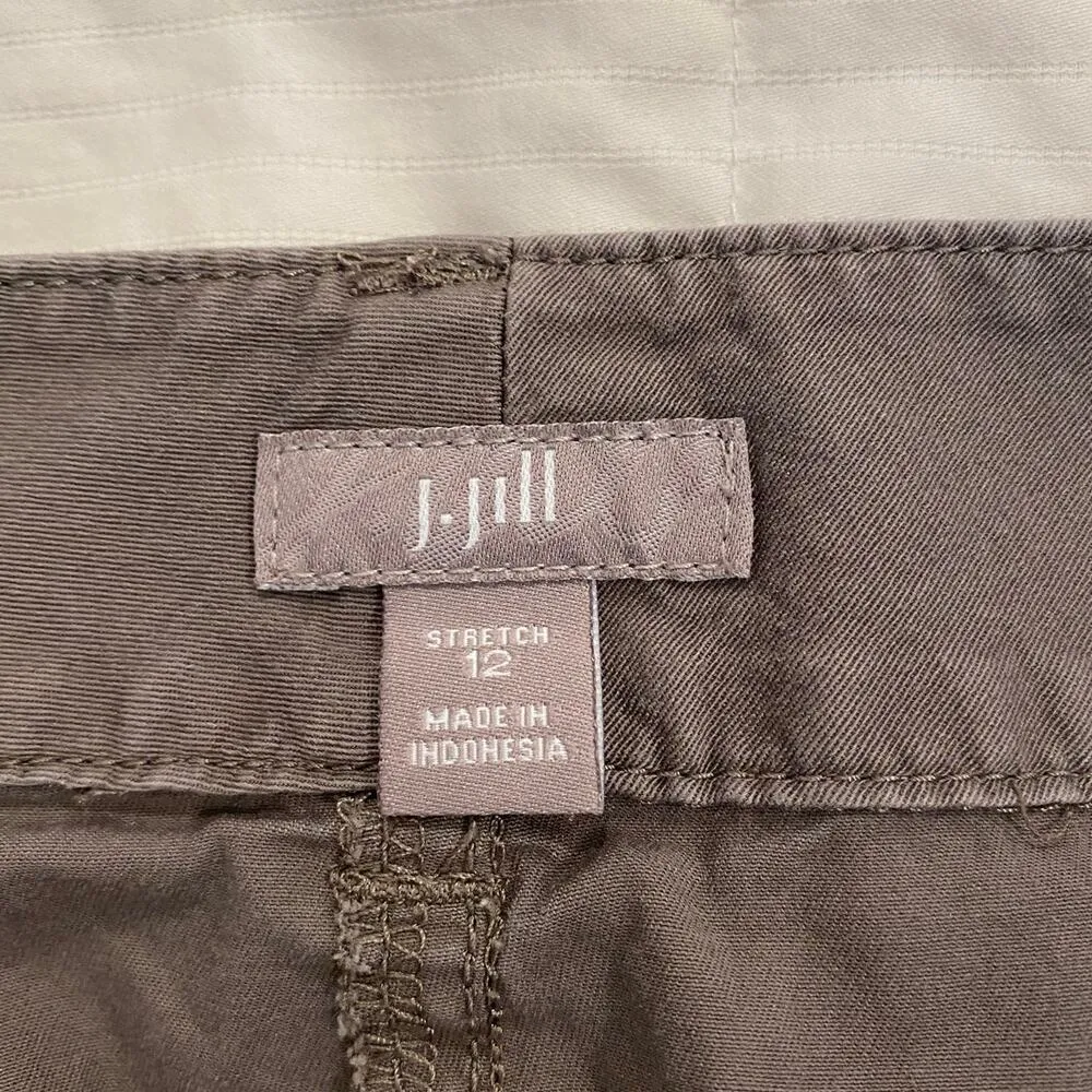 J.Jill Brown Cotton Blend Stretch Mini Skirt Cargo Pockets Women’s Size 12 - Image 7