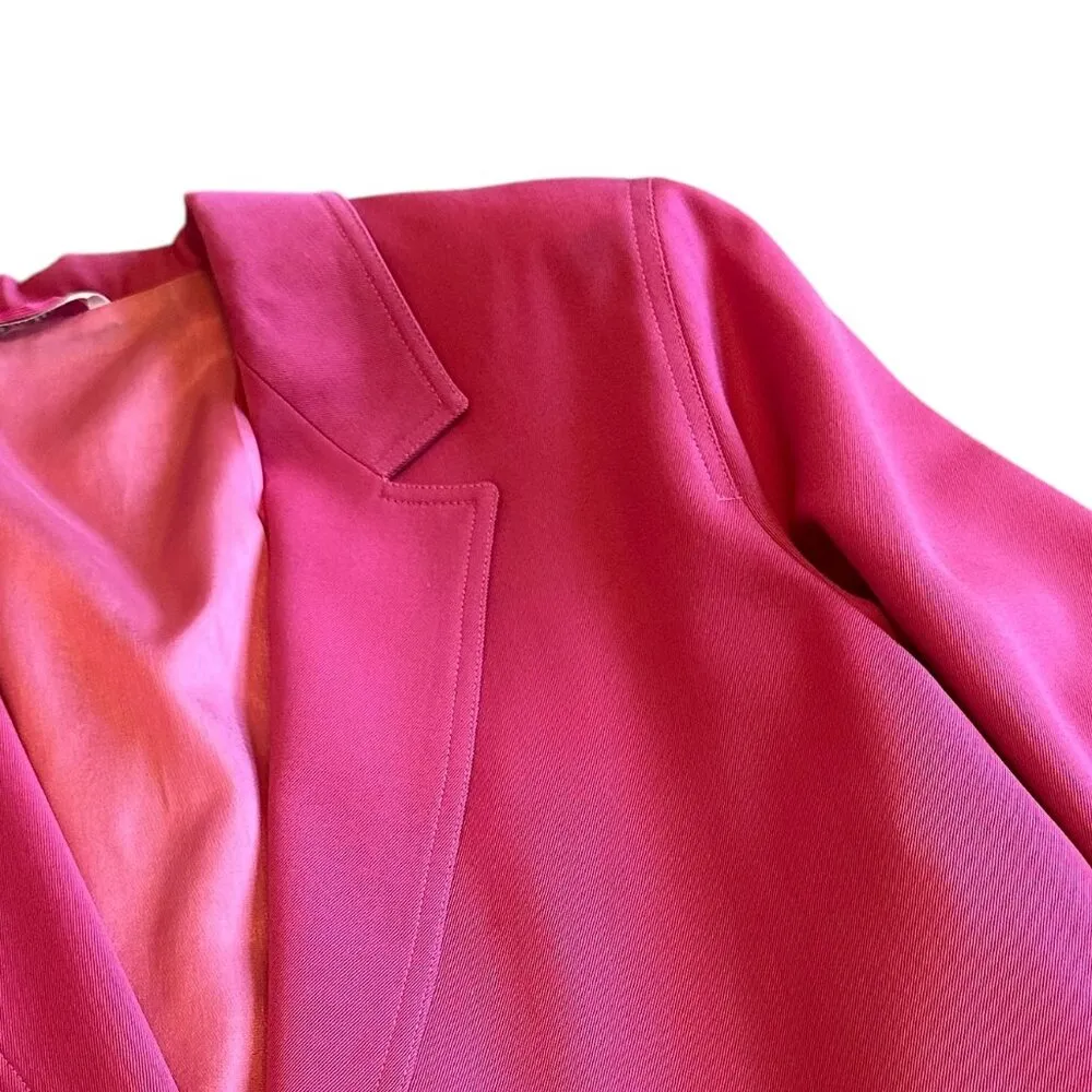 MaxMara Bright Pink Blazer Jacket Button-Down Wool Pockets Size 10 Women's - Image 4