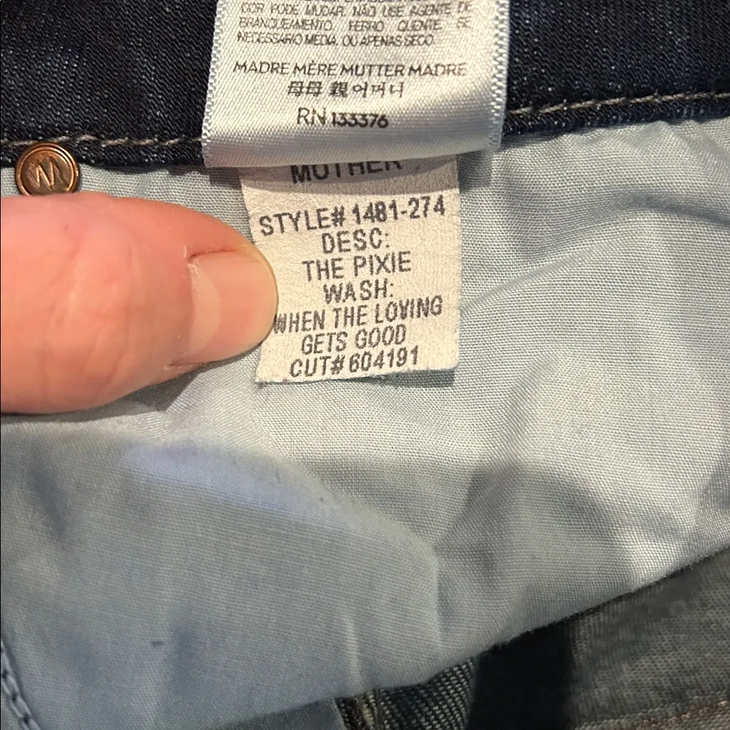 MOTHER The Pixie When Loving Gets Good Dark Blue Skinny Distressed Jeans Size 27 - Image 7