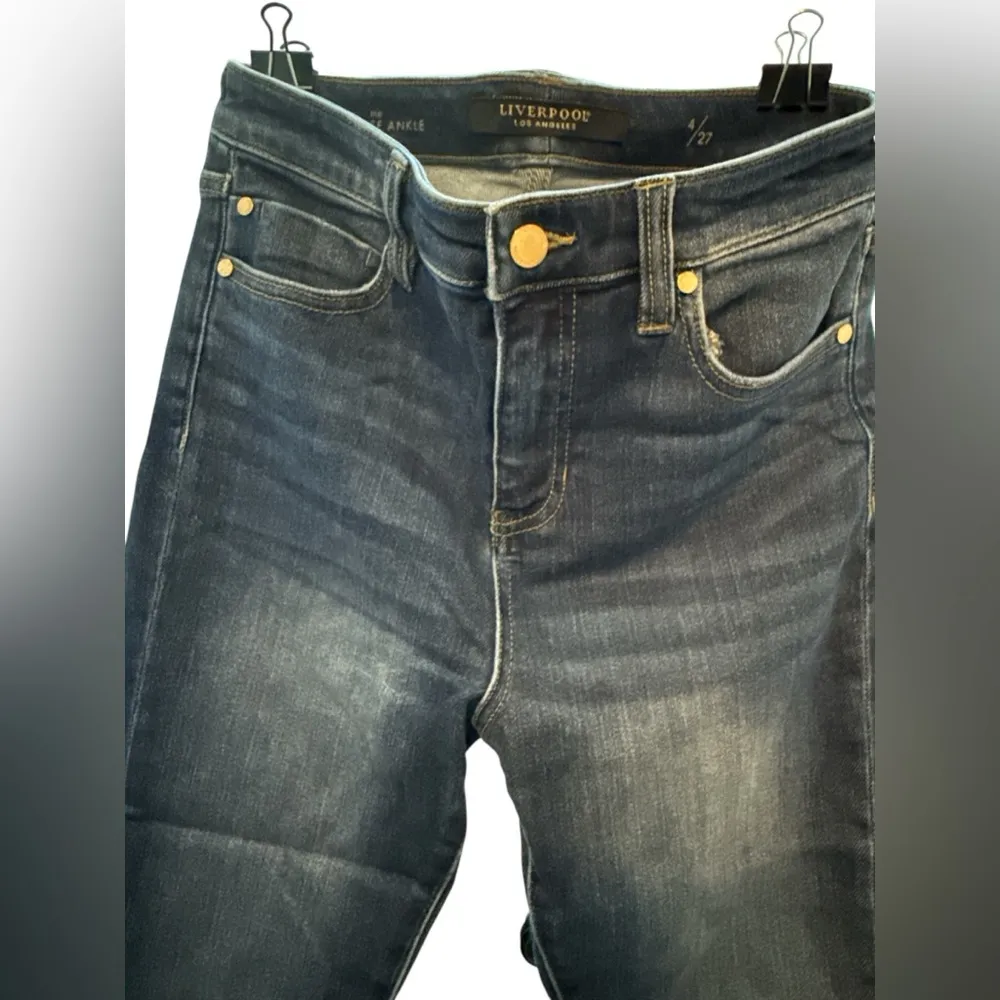 Liverpool Los Angeles High-Rise Ankle Skinny Jeans Dark Wash Sz 4/27 Distressed - Image 3
