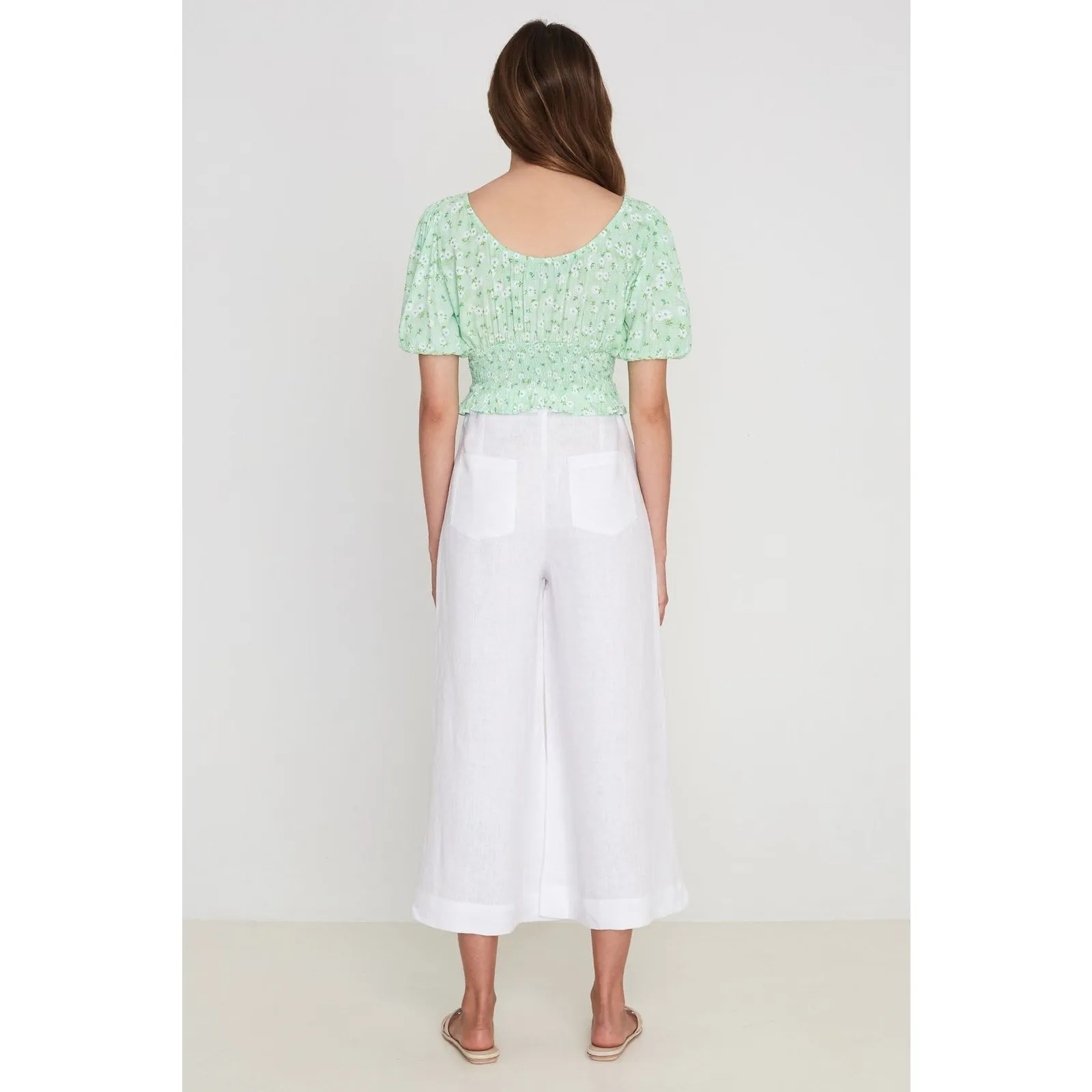 NWT Faithfull The Brand Anne Laure Smocked Puff Sleeve Shirt Top Merci Floral - Image 3