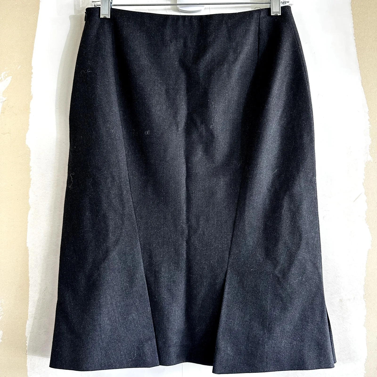 Akris Pencil Skirt Knee Length Back Zip Lined Career Wool Viscose Dark Gray 8 - Image 7