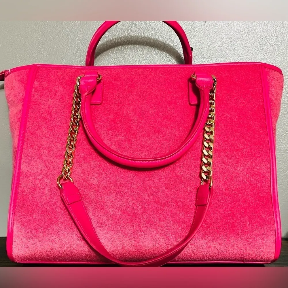 Juicy Couture Pink Flash Velour Beach Tote Weekend Bag NWT - Image 5